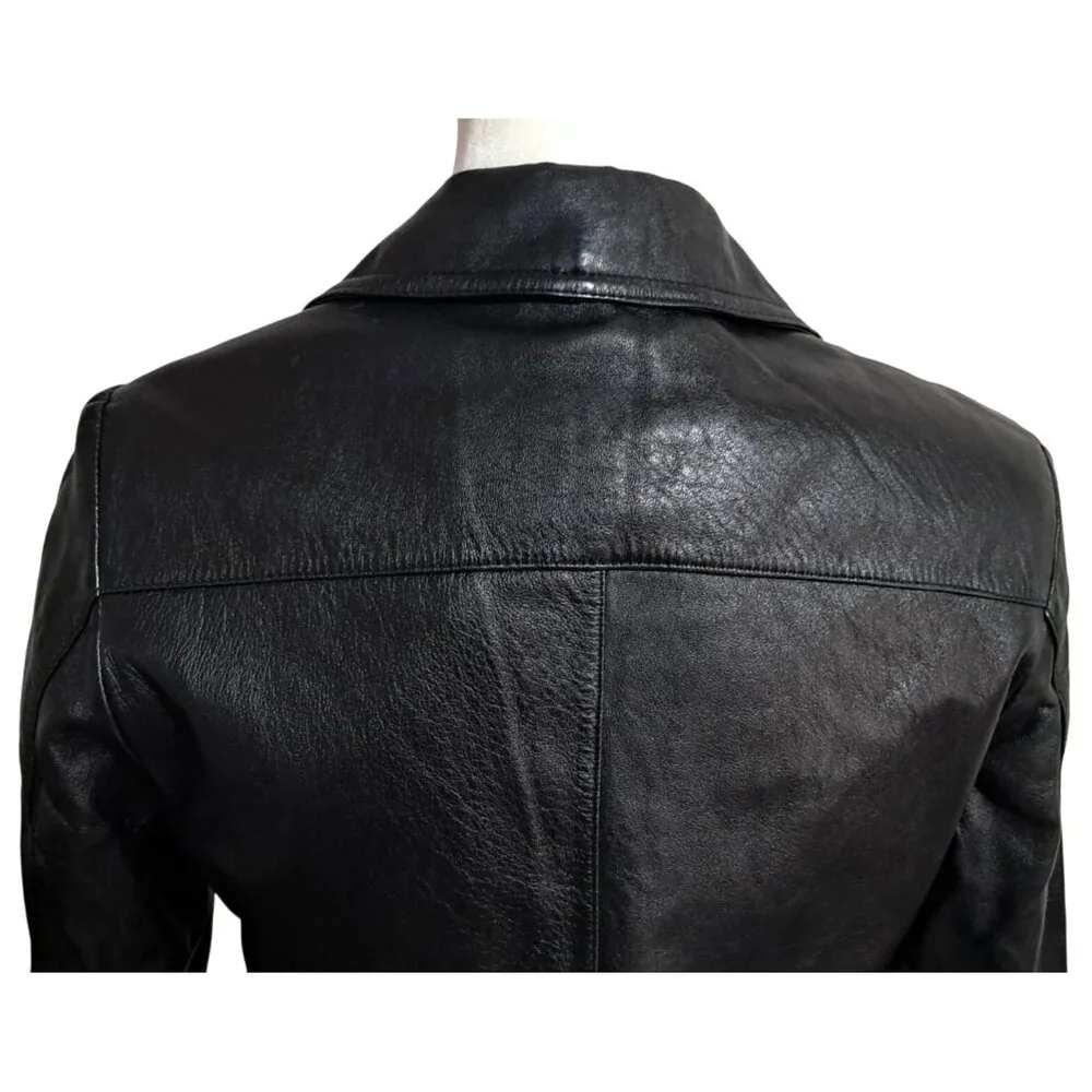 Vintage 1990s Wilsons Leather Maxima Womens XS Black Fitted Blazer Jacket - Picture 10 of 12